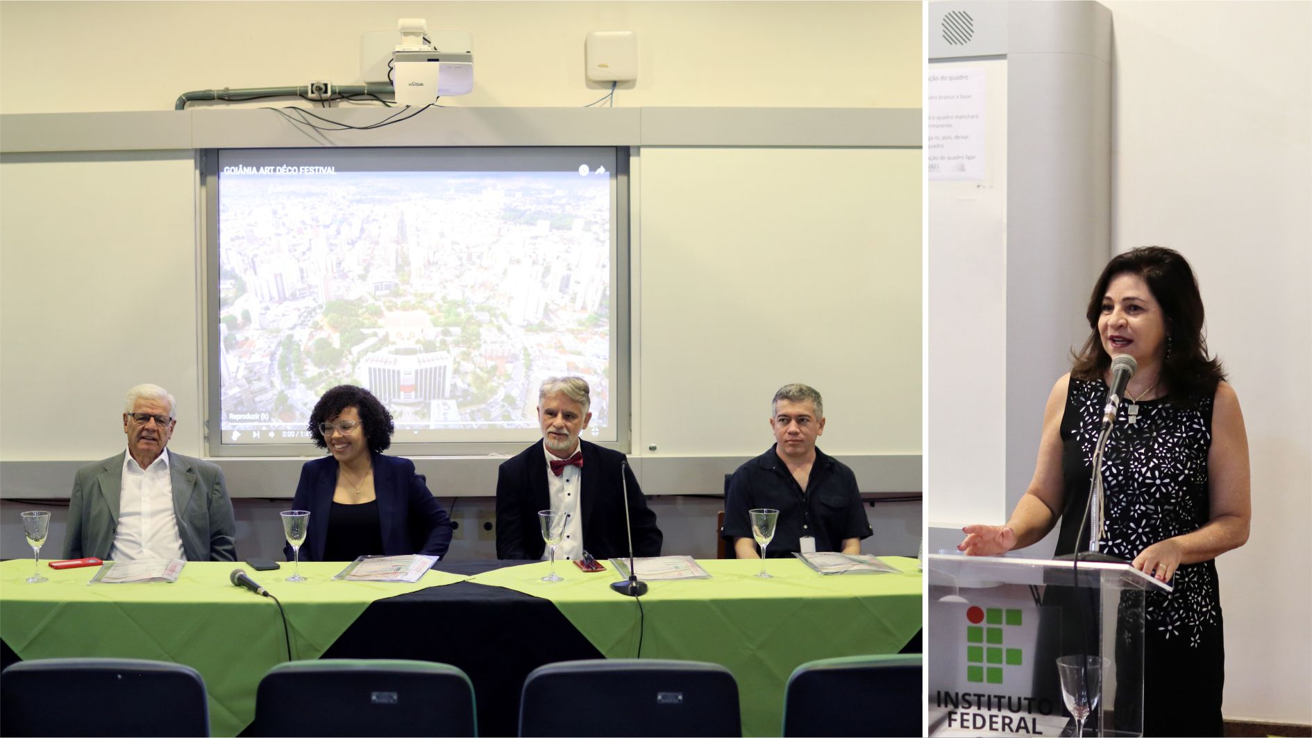 Na mesa de abertura do festival, participaram o superintendente do Iphan em Goiás, Pedro Wilson; a secretária da Secult, Yara Nunes; o idealizador do festival, Gutto Lemes; e o representante da UFG, Francisco Guilherme. A diretora-geral do Câmpus Goiânia do IFG, professora Adriana Ferreira, também esteve presente na abertura do evento. Na mesa de abertura do festival, participaram o superintendente do Iphan em Goiásnia, Pedro Wilson; a secretária da Secult, Yara Nunes; o idealizador do festival, Gutto Lemes; e o representante da UFG, Francisco Guilherme. A diretora-geral do Câmpus Goiânia do IFG, professora Adriana Ferreira, também esteve presente na abertura do evento.
